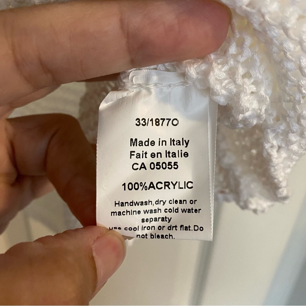 M - Made in Italy White Open Knit Dolman Sweater Top - Picture 3 of 6